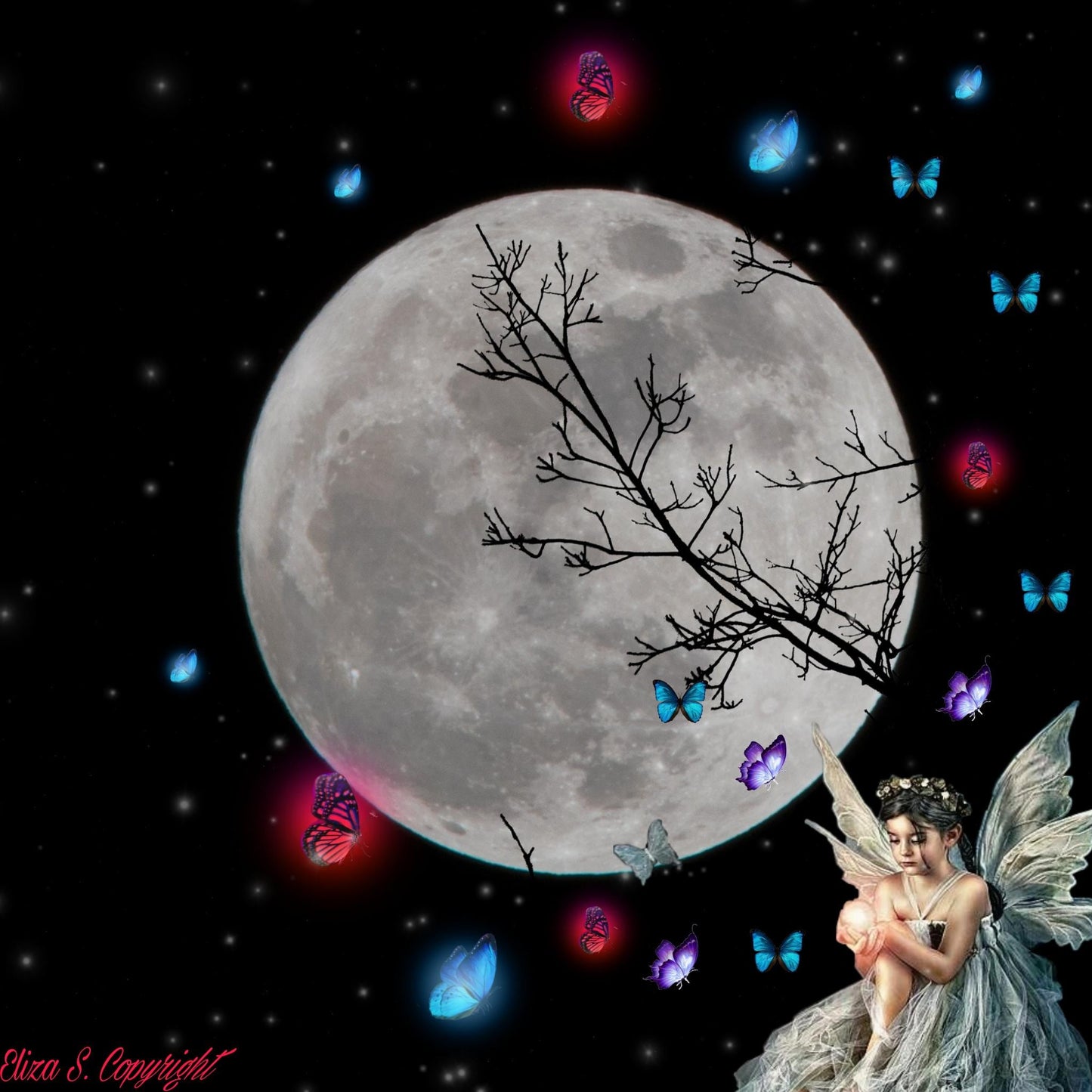 Mondfee mit Schmetterlingen magisch, verträumt & märchenhaft