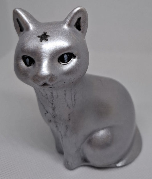 🌟 Mystische Silberkatze aus Beton 🌟